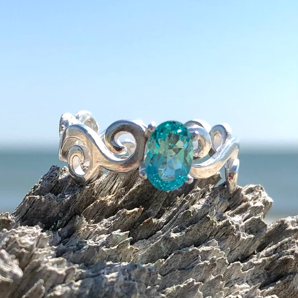 Pariba Blue Silver Wave Ring