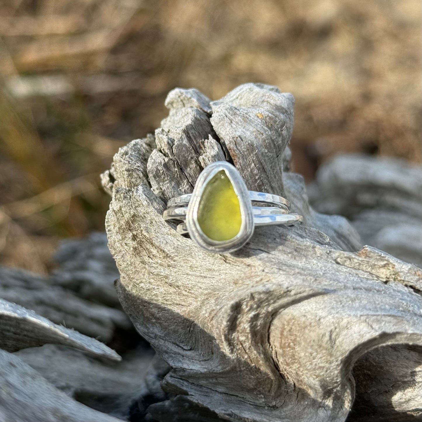 Sage Green Sea Glass Stacking Ring- Size 8