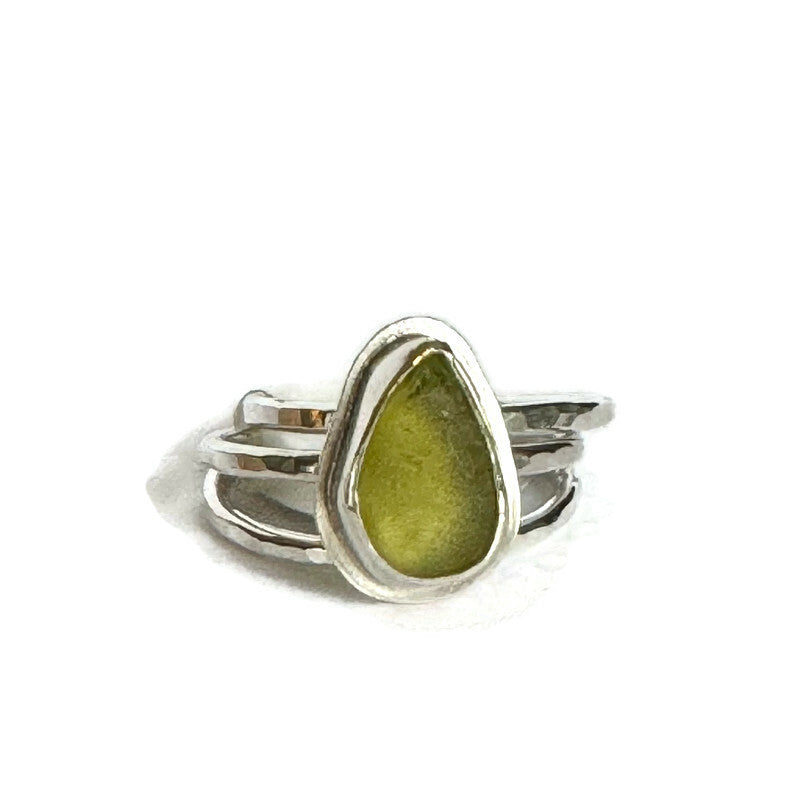 Sage Green Sea Glass Stacking Ring- Size 8