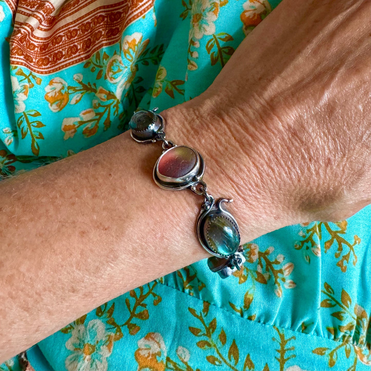Labradorite & Sea Glass Bracelet