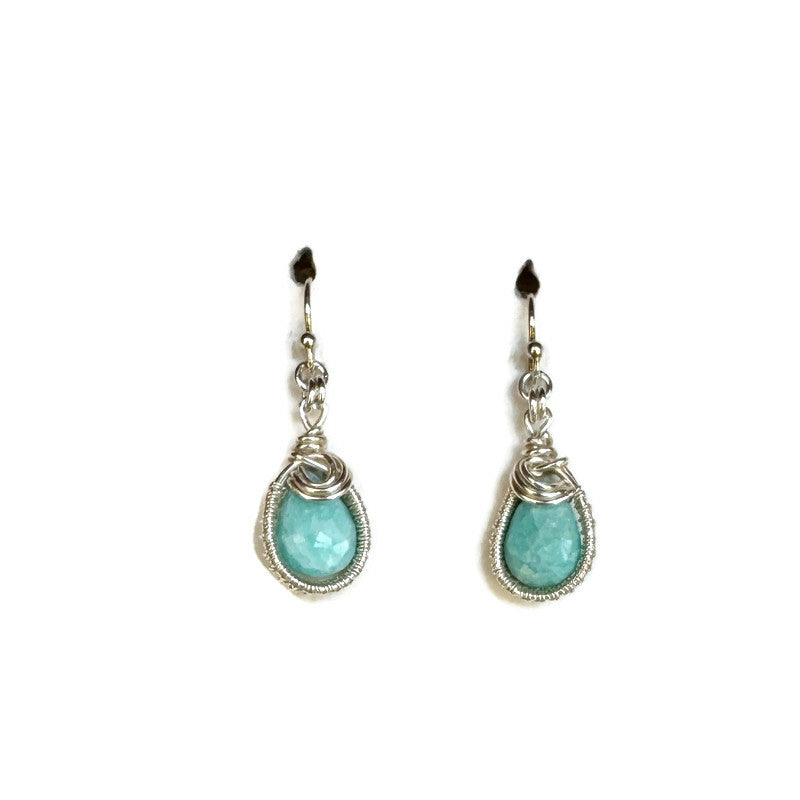 Amazonite Teardrop Woven Earrings