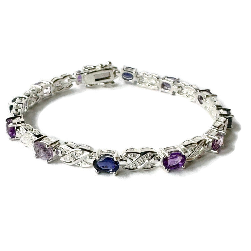 Amethyst & Iolite Silver Tennis Bracelet