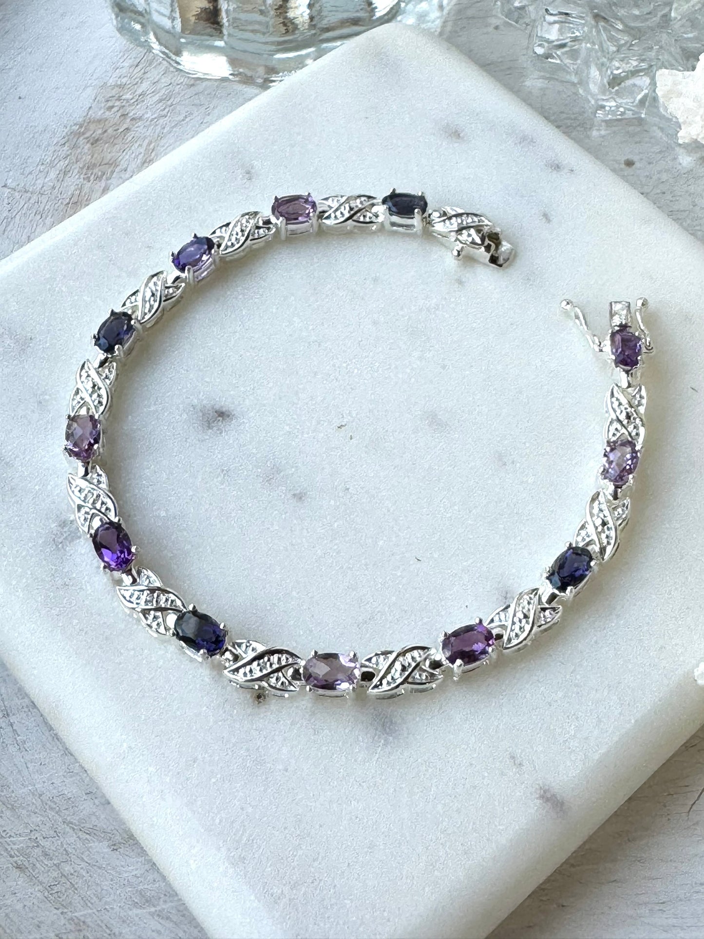 Amethyst & Iolite Silver Tennis Bracelet