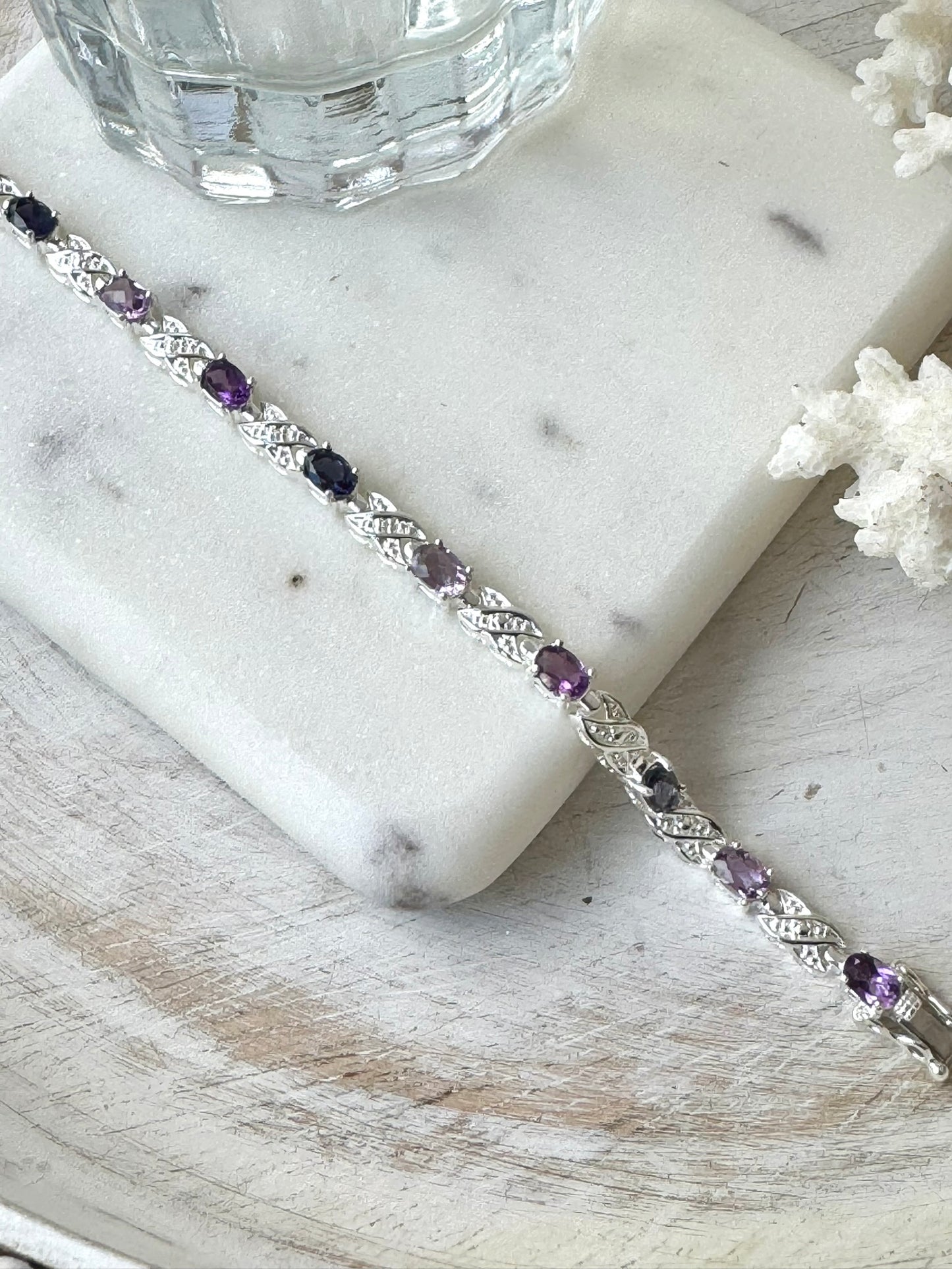 Amethyst & Iolite Silver Tennis Bracelet