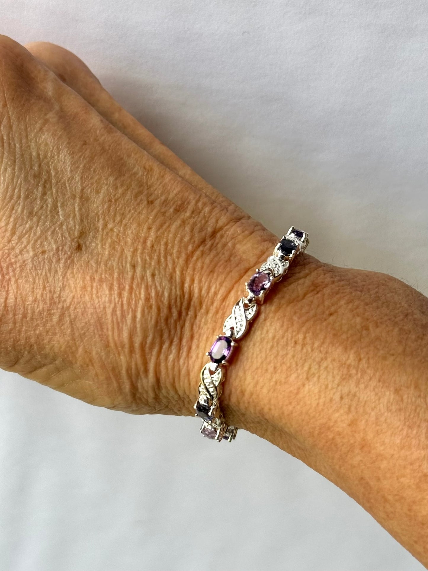 Amethyst & Iolite Silver Tennis Bracelet