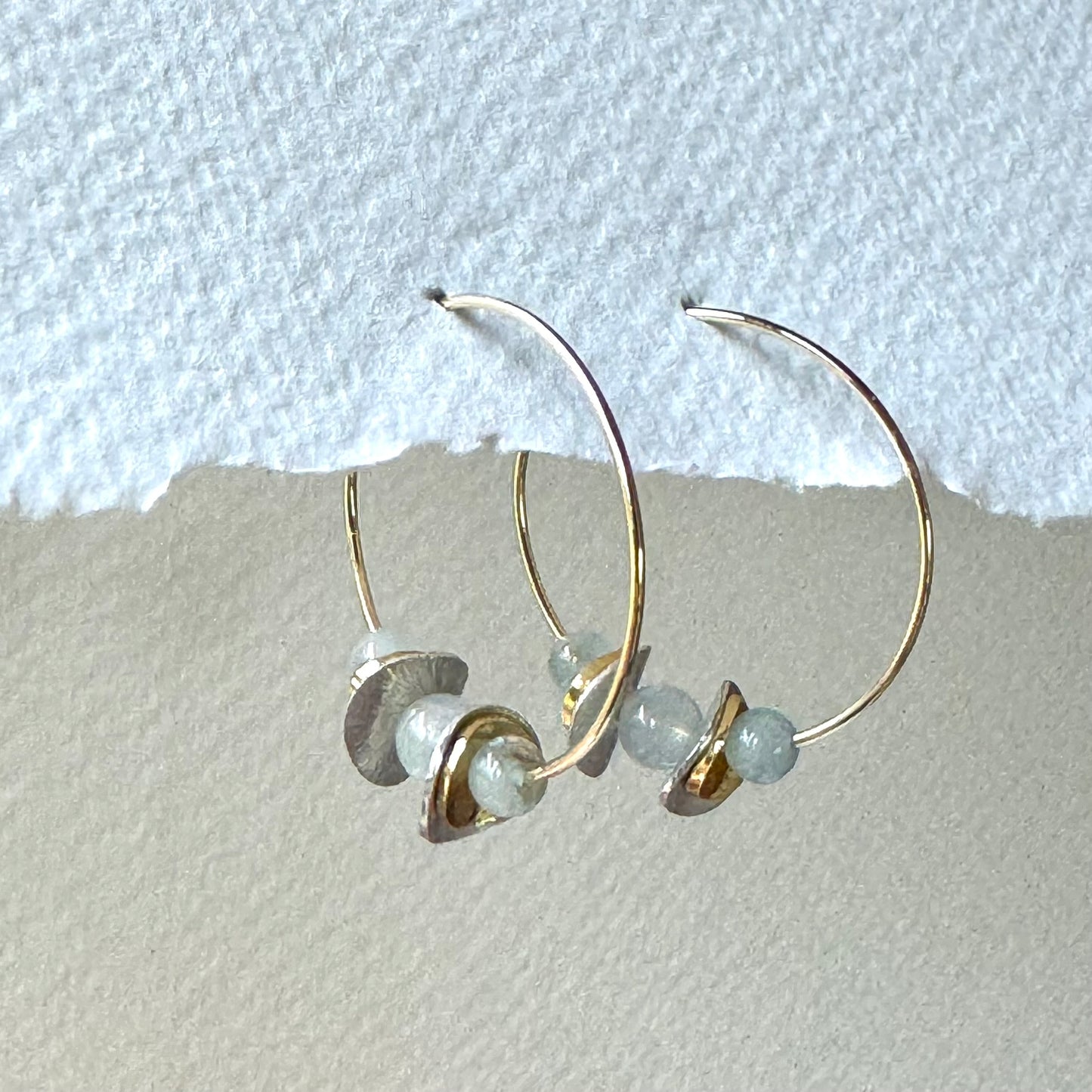 Aquamarine Gold & Silver Hoop Earrings