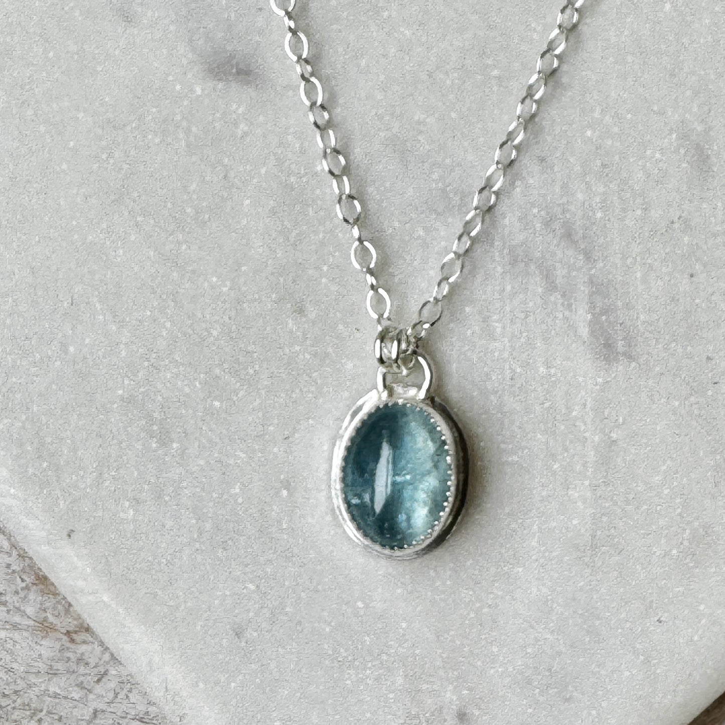 Aquamarine Bezel Set Necklace