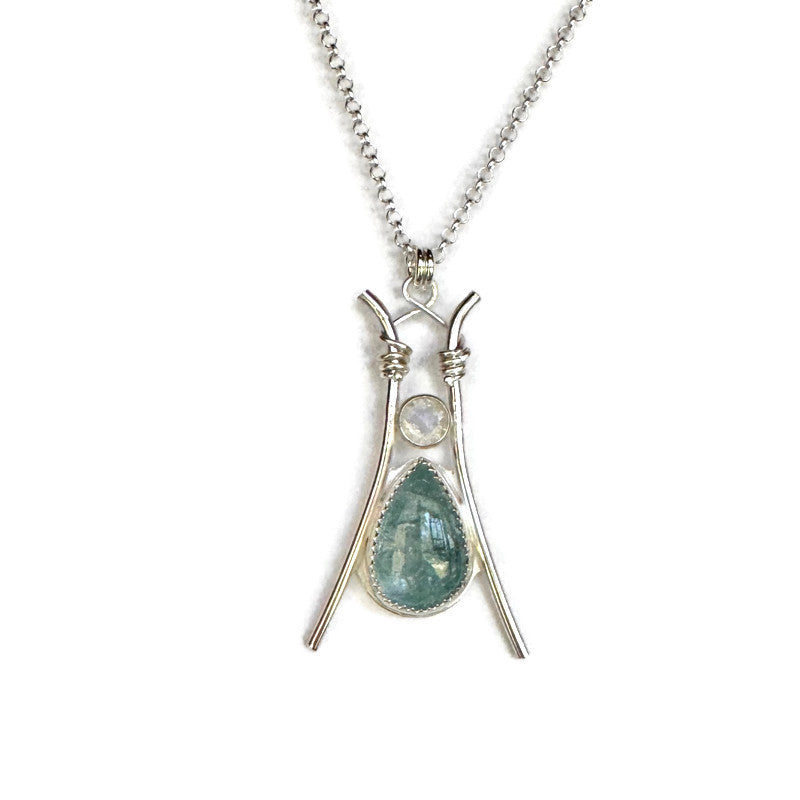 Aquamarine & Moonstone Pillar Necklace