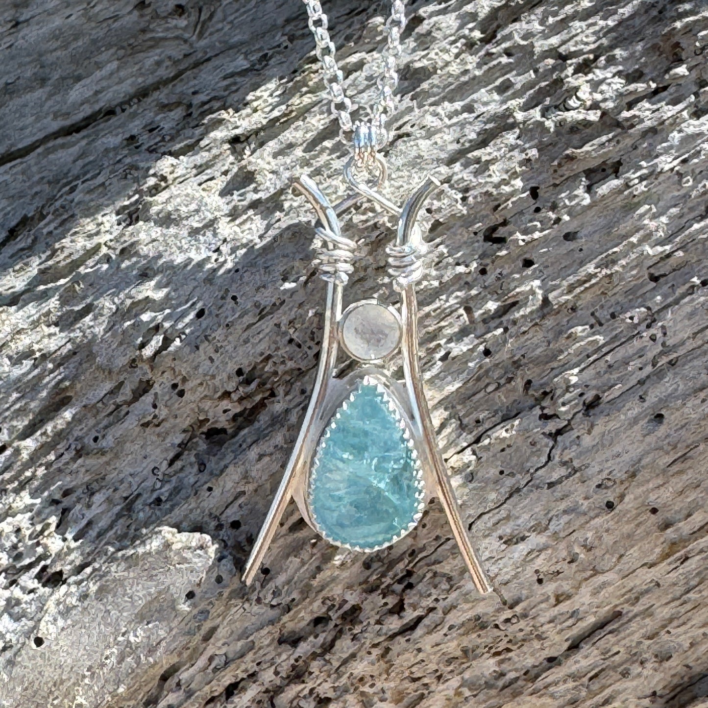 Aquamarine & Moonstone Pillar Necklace