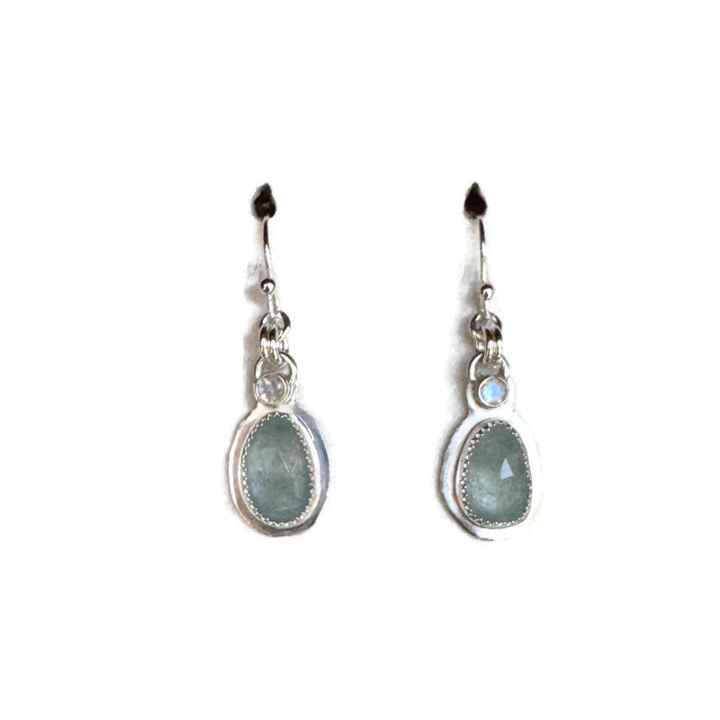 Aquamarine Teardrop & Moonstone Earrings