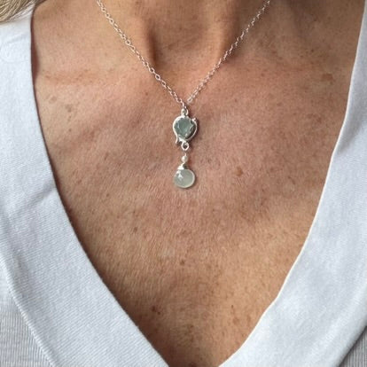 Aquamarine & Pearl Drop Necklace