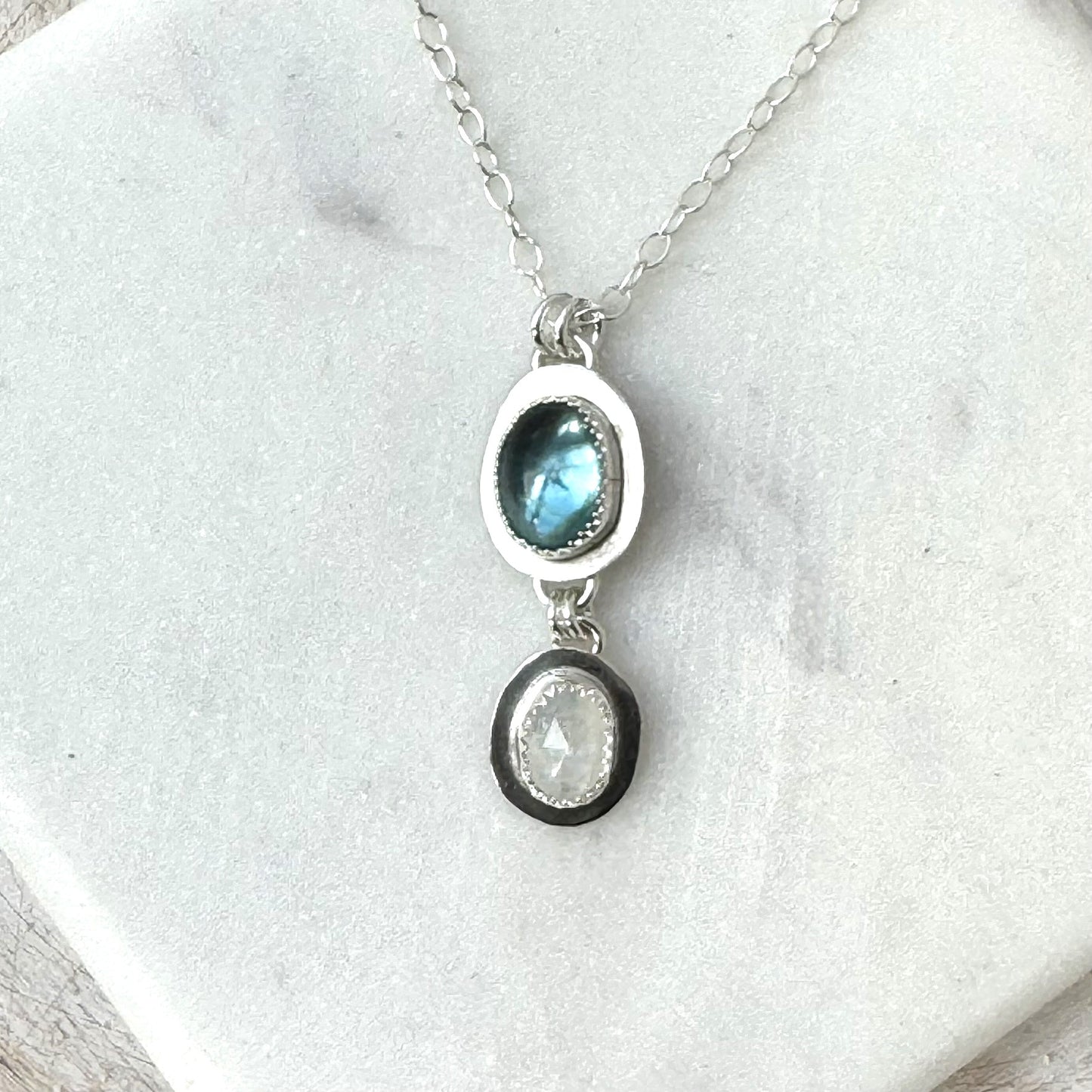 Teal Fluorite & Moonstone Necklace