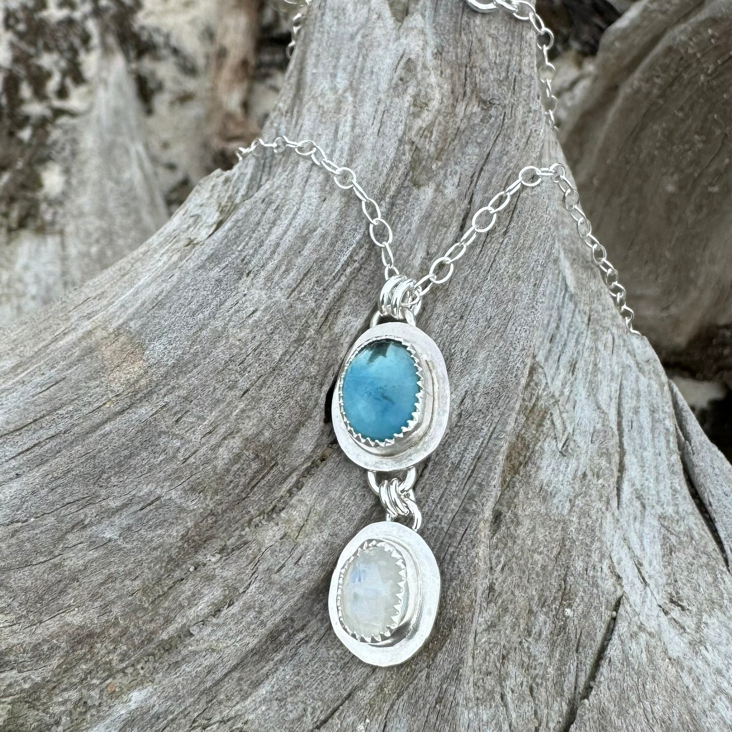 Teal Fluorite & Moonstone Necklace