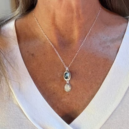 Teal Fluorite & Moonstone Necklace