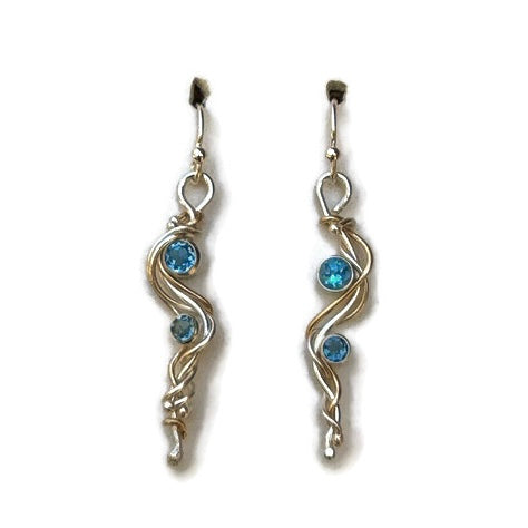 Blue Topaz Gold & Silver River Earrings