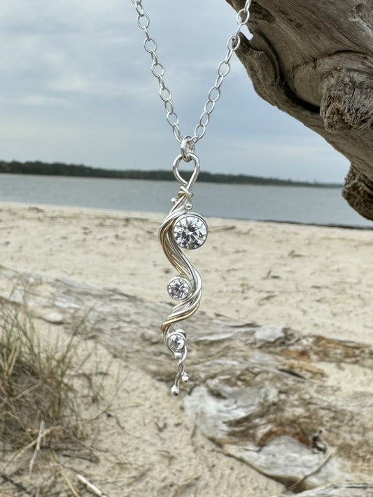 Gold & Silver CZ River Necklace