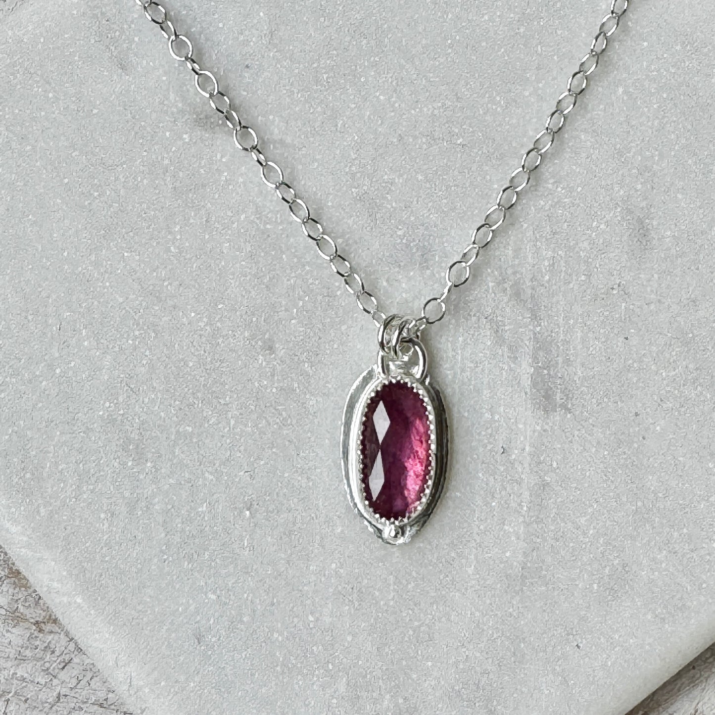 Dark Pink Sapphire Necklace