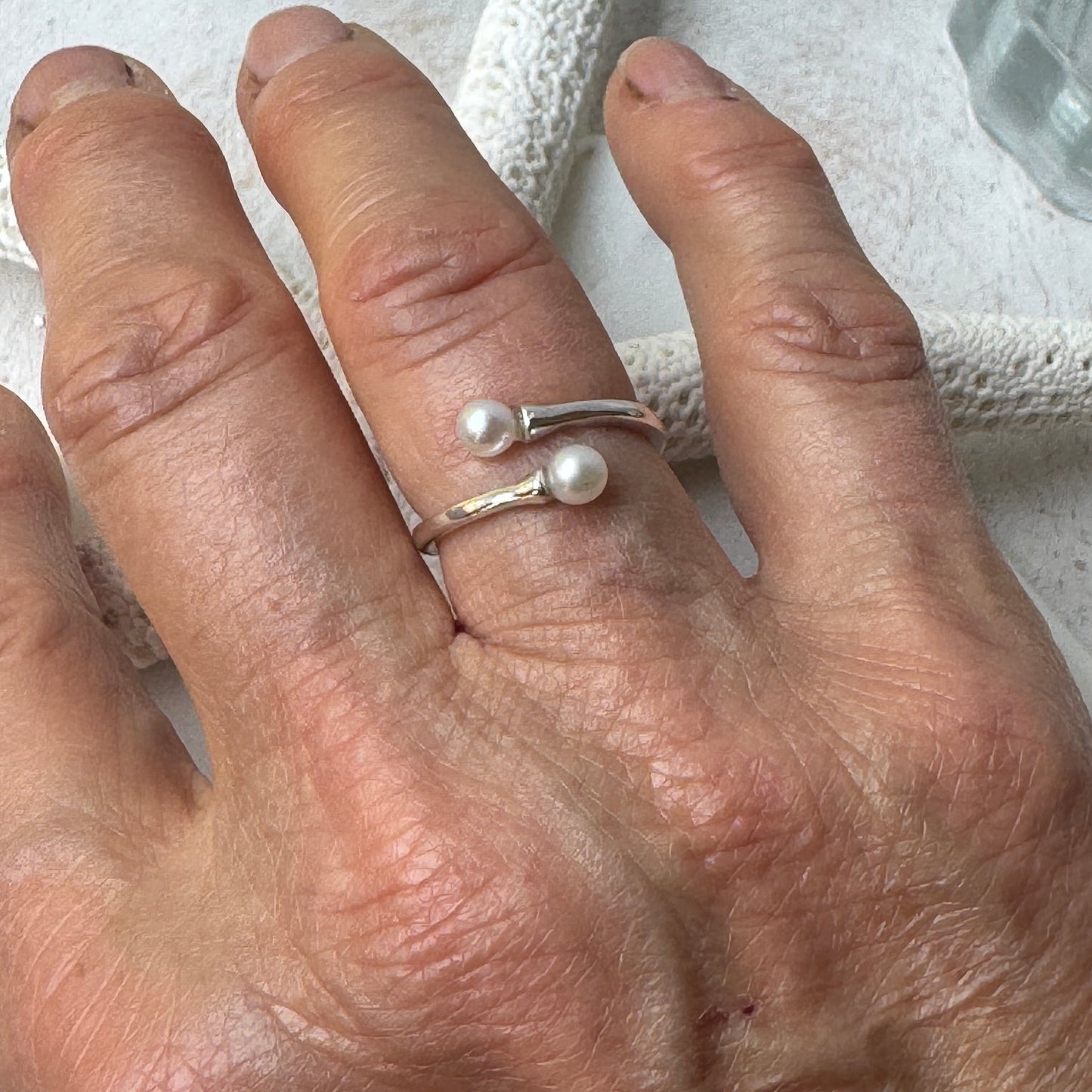 Double Pearl Bypass Ring