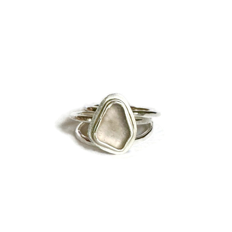 Lavender Sea Glass Stacking Ring- Size 7.5
