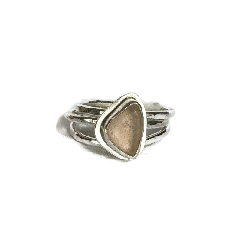Pink Sea Glass Stacking Ring- Size 7.5