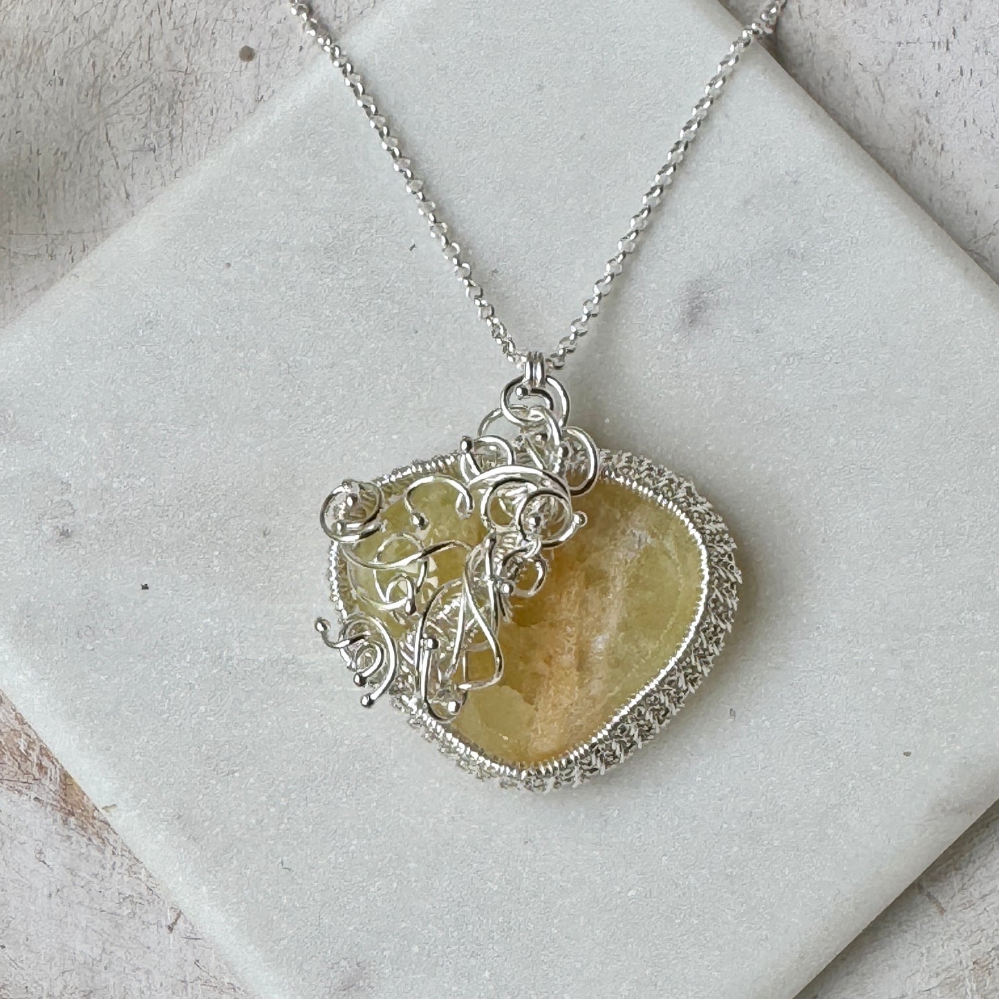 Citrine Woven Heart Necklace