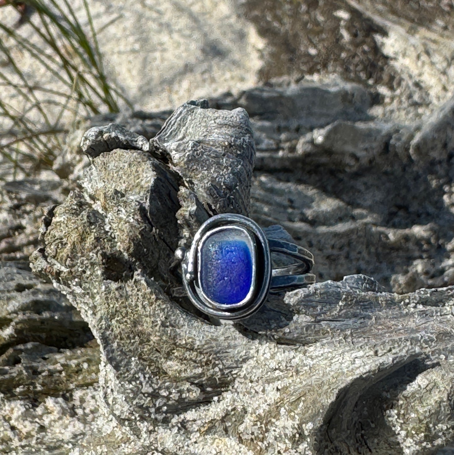 Deep Blue Seaham Sea Glass Ring