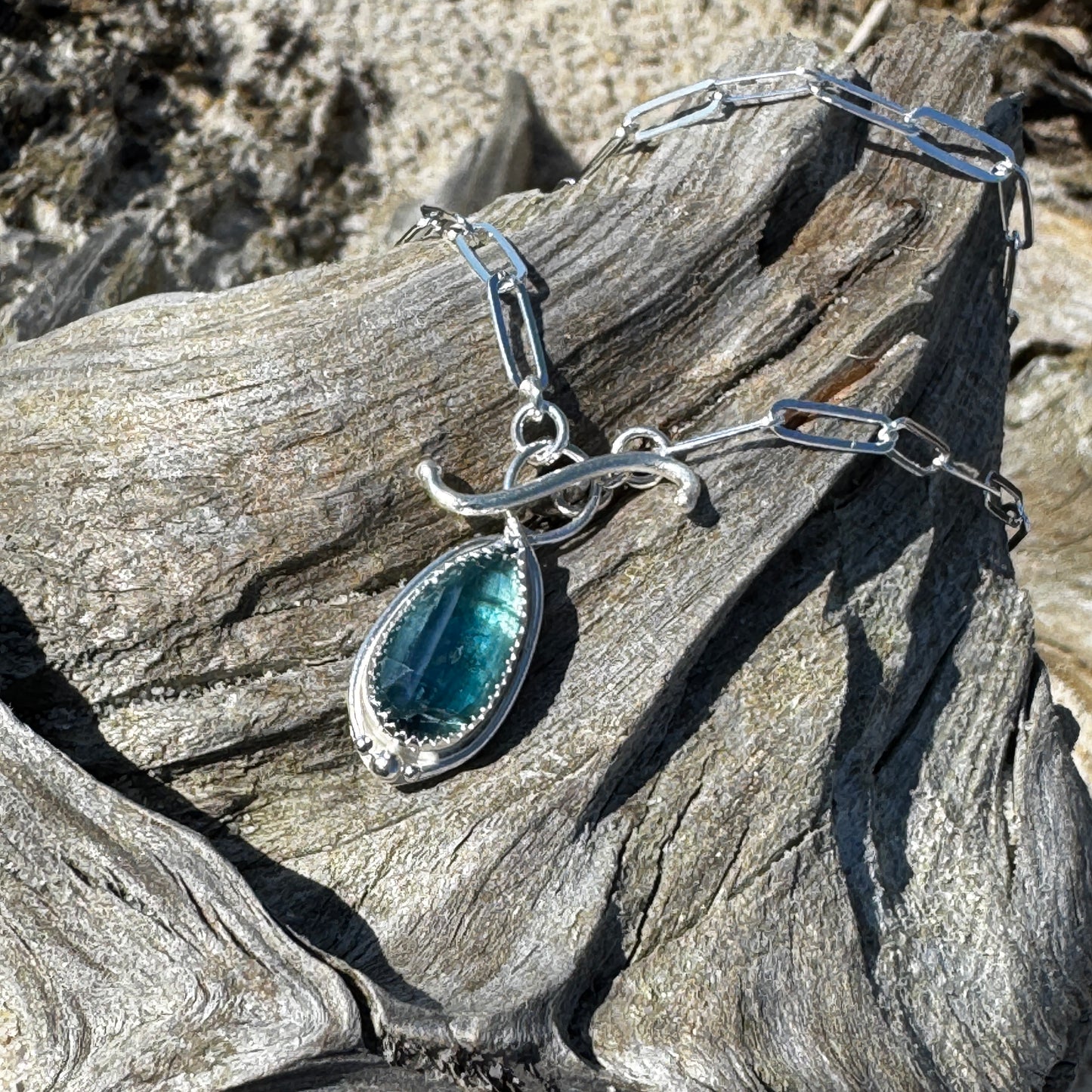 Bi-Color Kyanite Teardrop Toggle Front Necklace