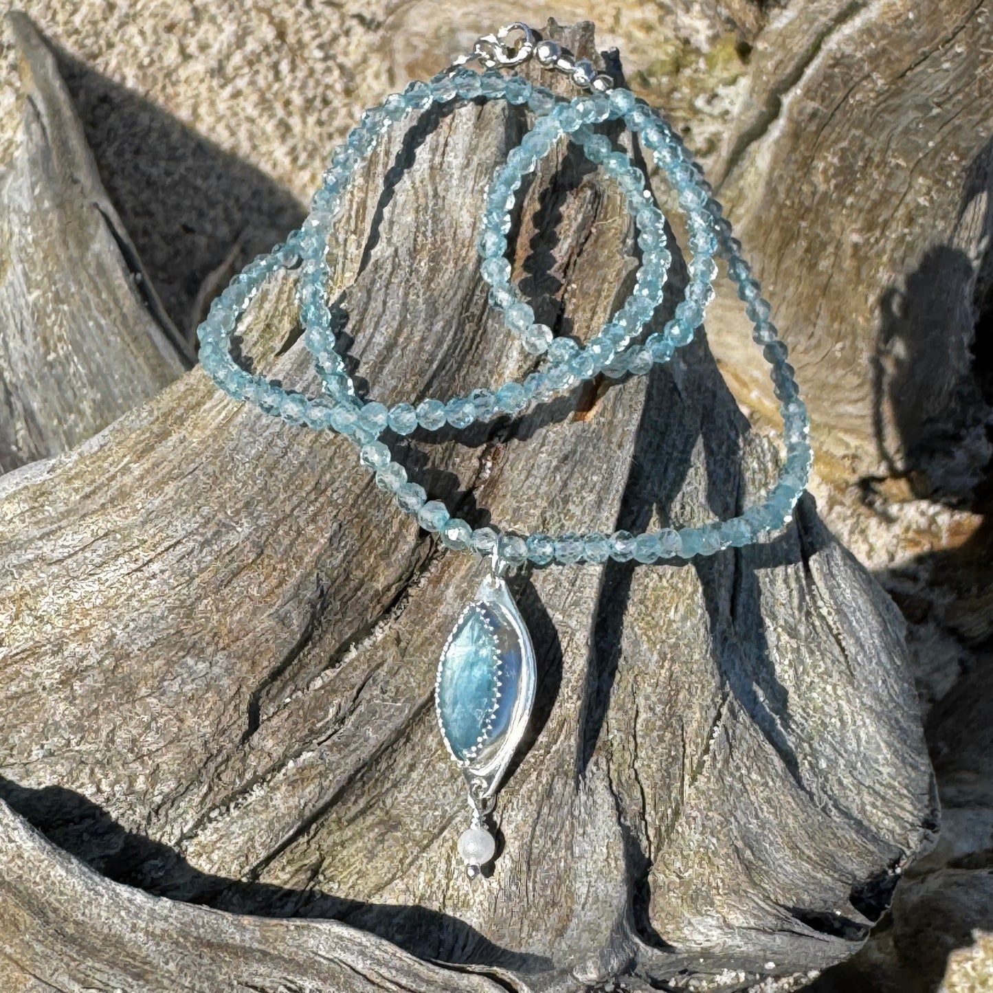 Ocean Kyanite and blue Topaz Gemstone Necklace
