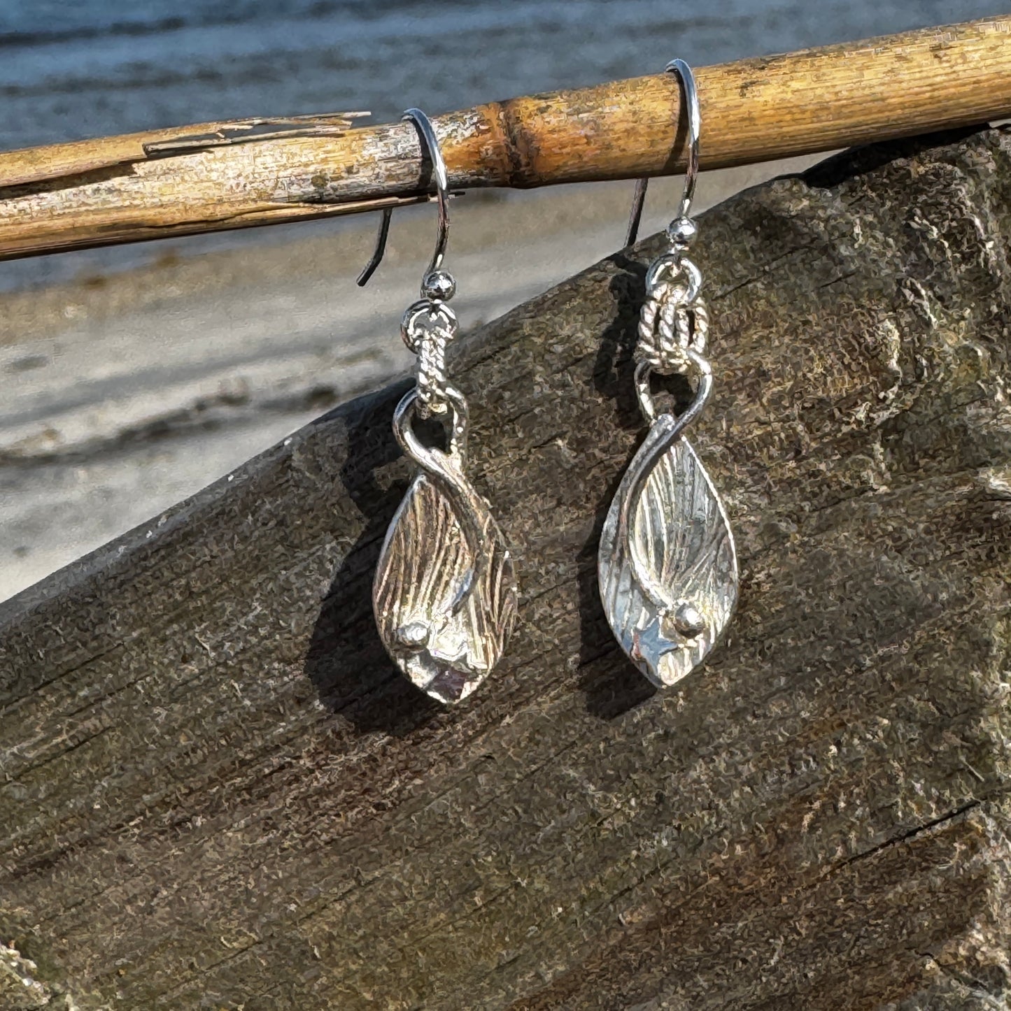 Silver Oval Shooting Stars Earrings