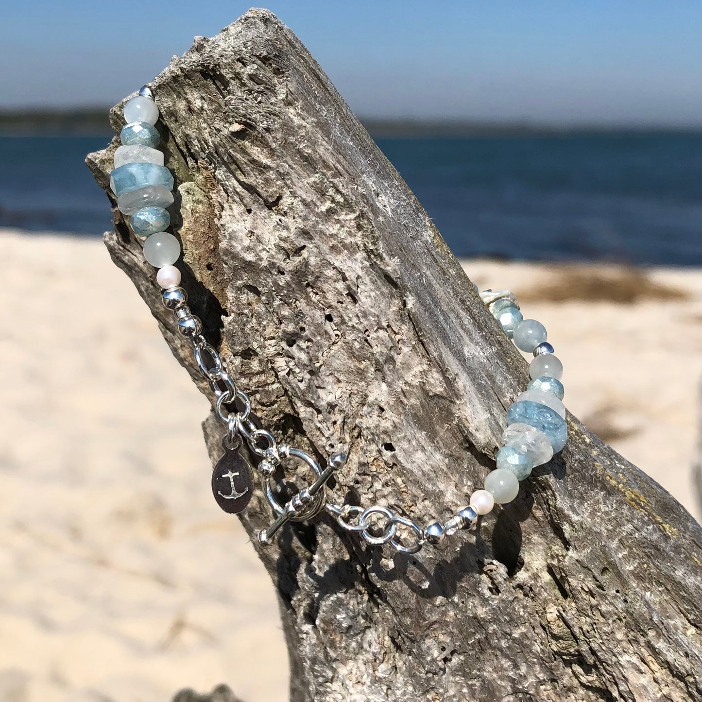 Aquamarine & Moonstone Toggle Bracelet