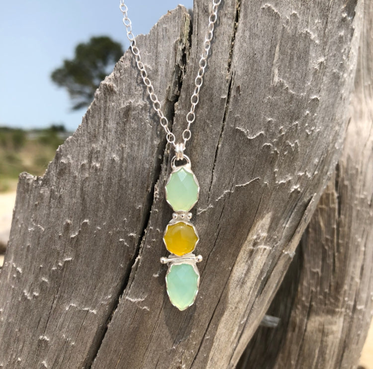 Aqua & Yellow Chalcedony Necklace