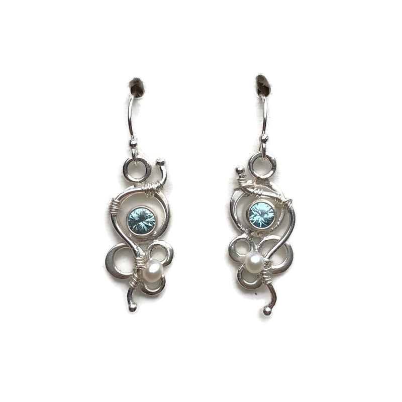 Blue Zircon & Pearl Sea Bubble Earrings