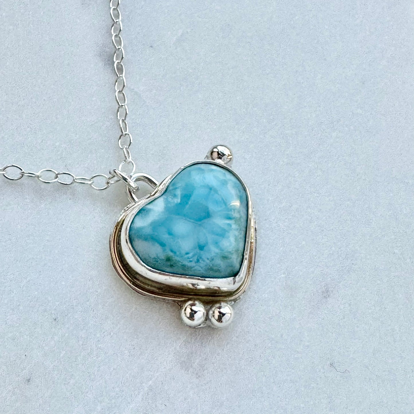 Larimar Heart Gold & Silver Necklace