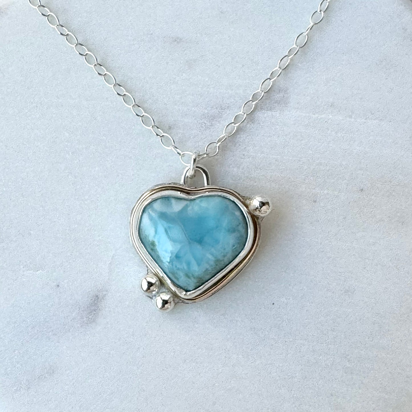 Larimar Heart Gold & Silver Necklace