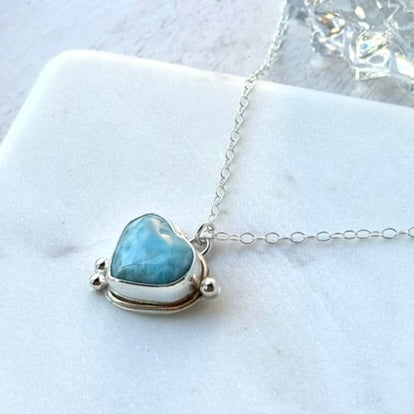 Larimar Heart Gold & Silver Necklace