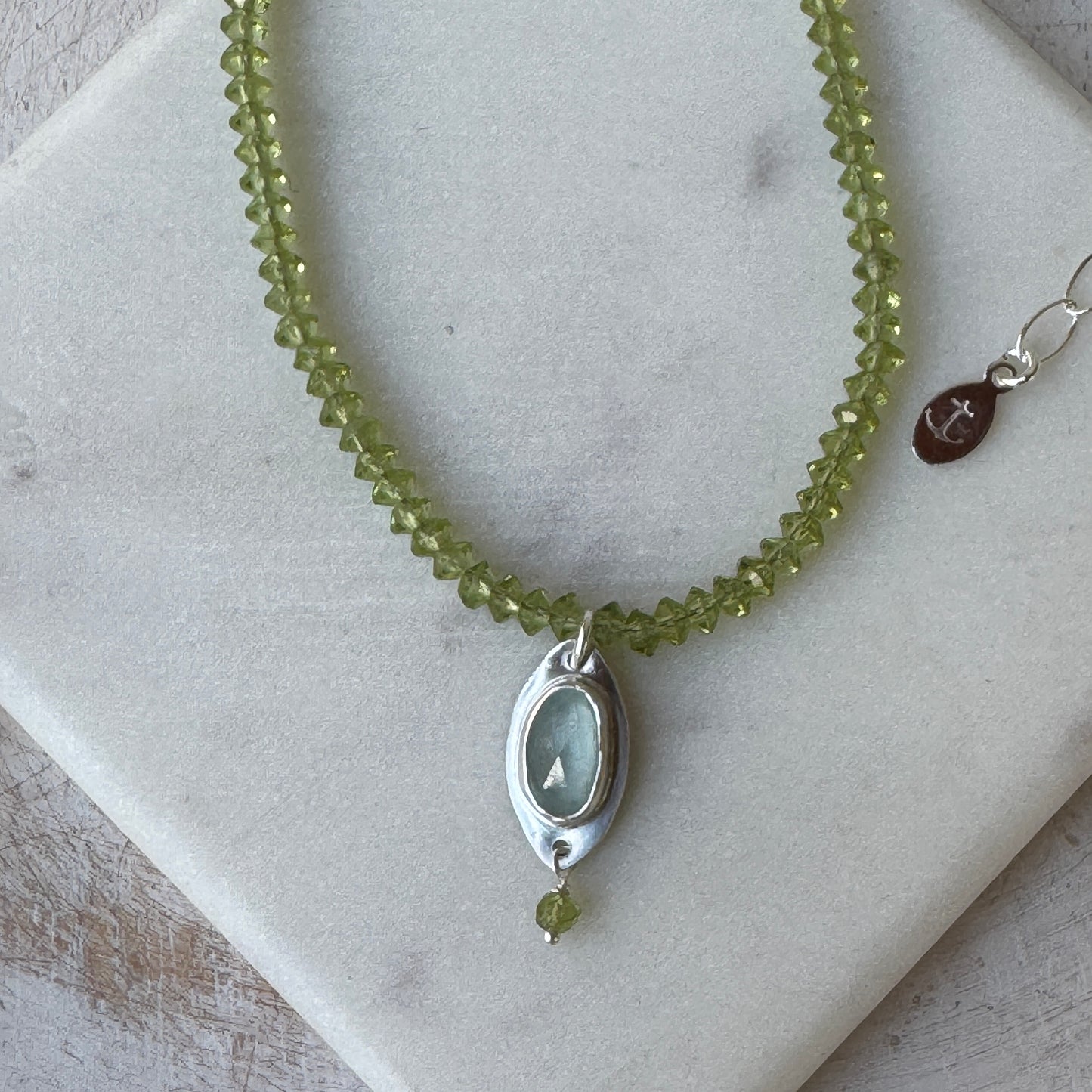 Aquamarine & Peridot Beaded Gemstone Necklace