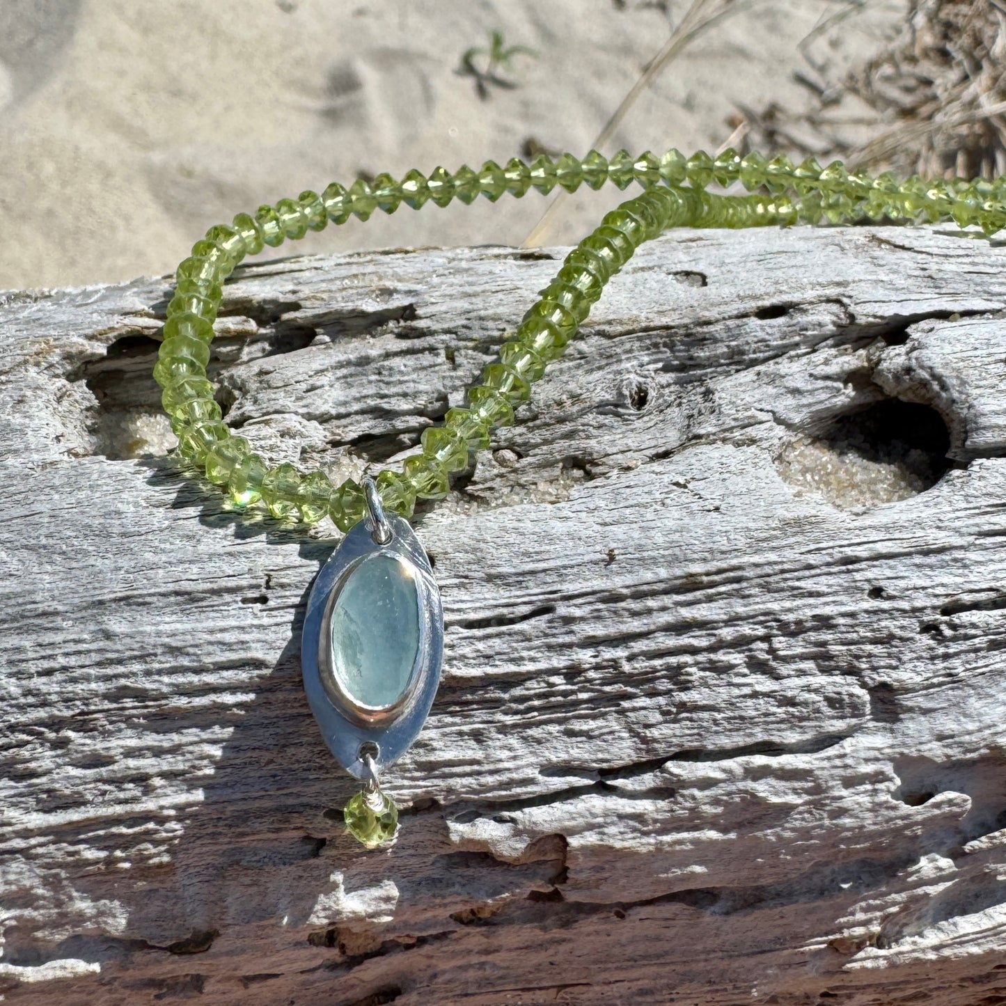 Aquamarine & Peridot Beaded Gemstone Necklace