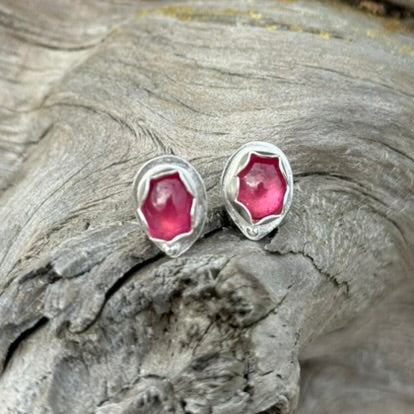 Pink Sapphire Post Earrings