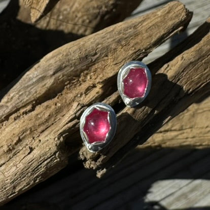 Pink Sapphire Post Earrings