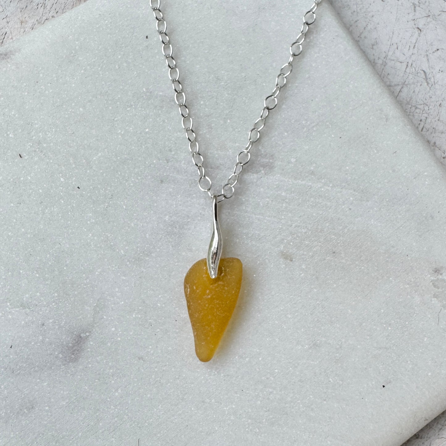 Natural Sea Glass Feather Necklace (3 Colors Available)