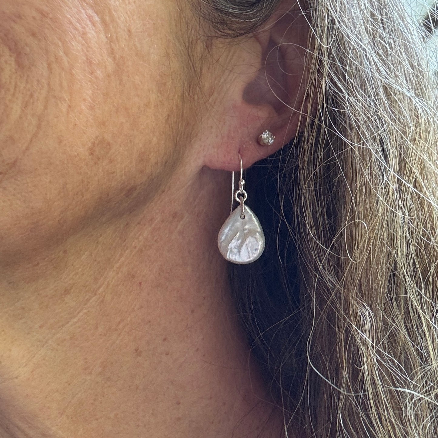 Teardrop Coin Pearl Earrings