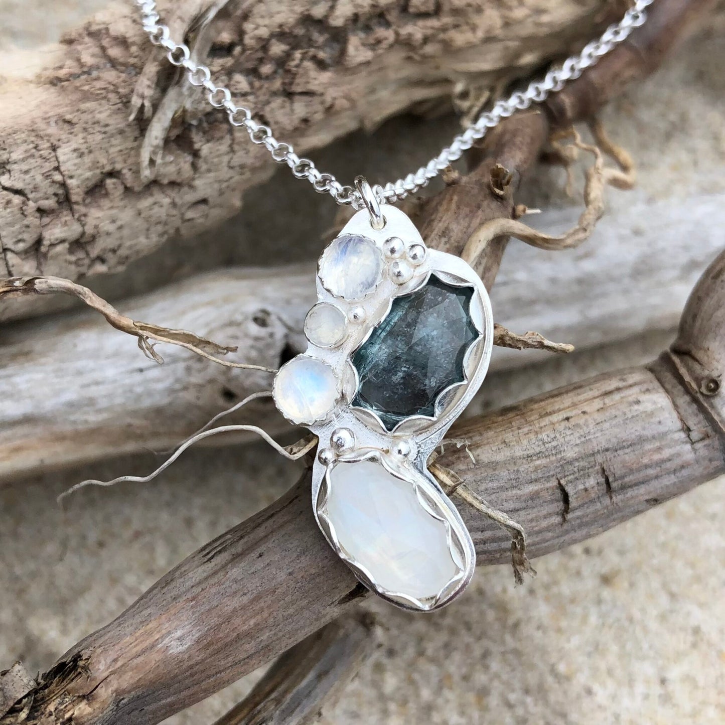 Blue Kyanite & Moonstone Tidal Necklace