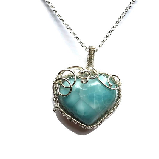 Larimar Woven Heart Necklace