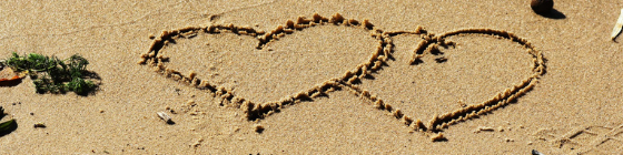 two hearts on a beach