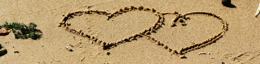 two hearts on a beach