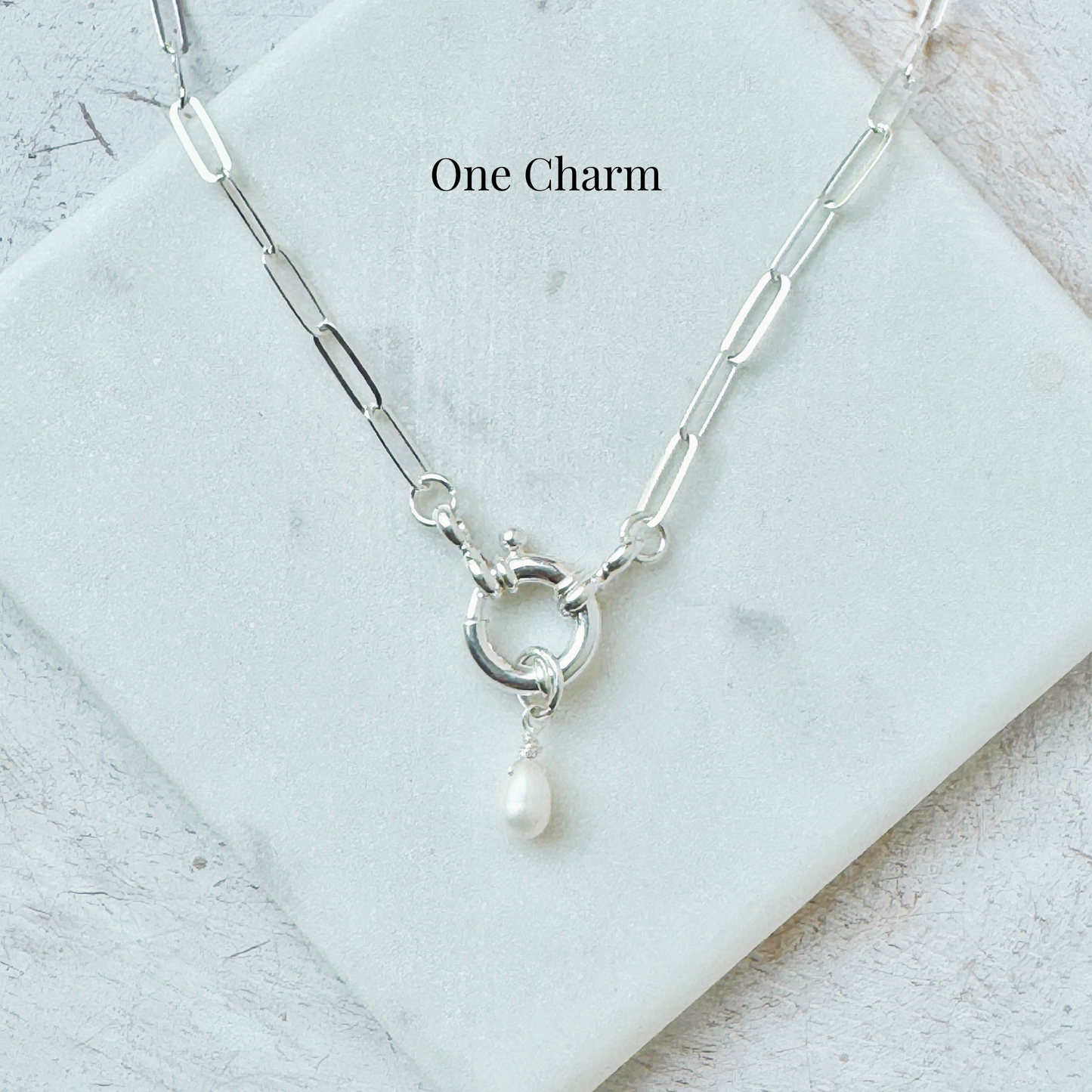Mariners Sterling Silver Necklace with Paperclip Chain