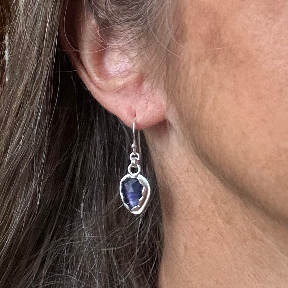 Iolite Rose Cut Silver Earrings