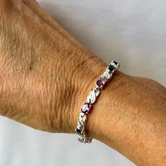 Amethyst & Iolite Silver Tennis Bracelet