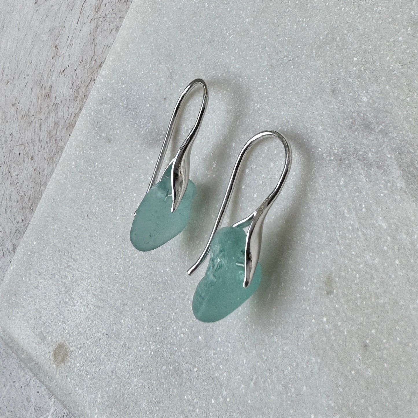 Natural Sea Glass Feather Set Earrings- 6 colors