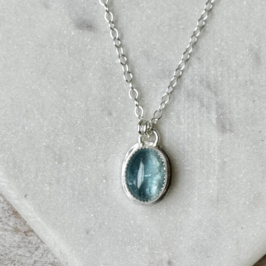 Aquamarine Bezel Set Necklace